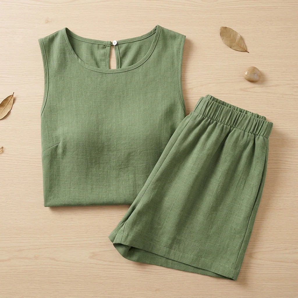 Conjunto Verano Chic | Top sin Mangas y Pantalones Cortos