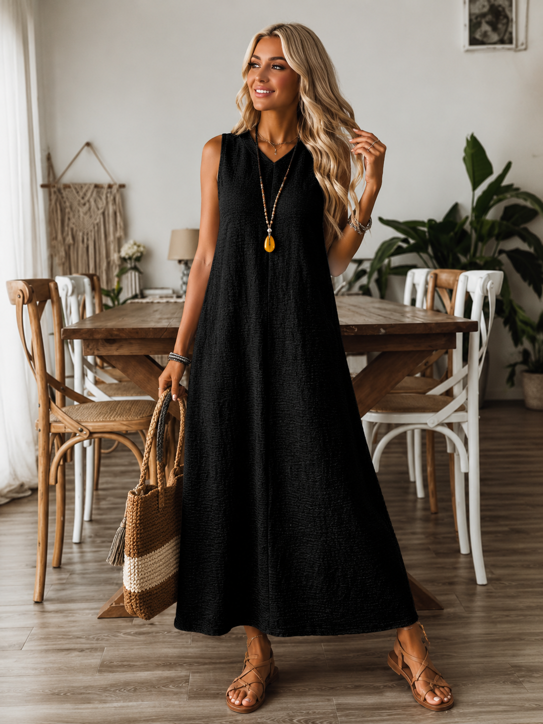 Vestido Aurora Longo com Decote em V