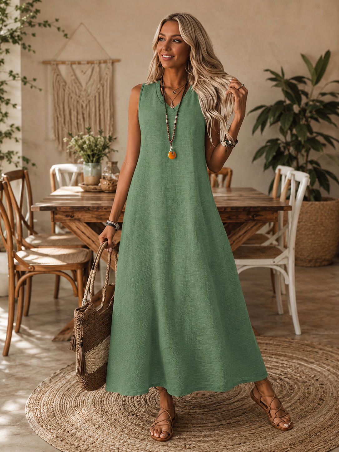 Vestido Aurora Longo com Decote em V