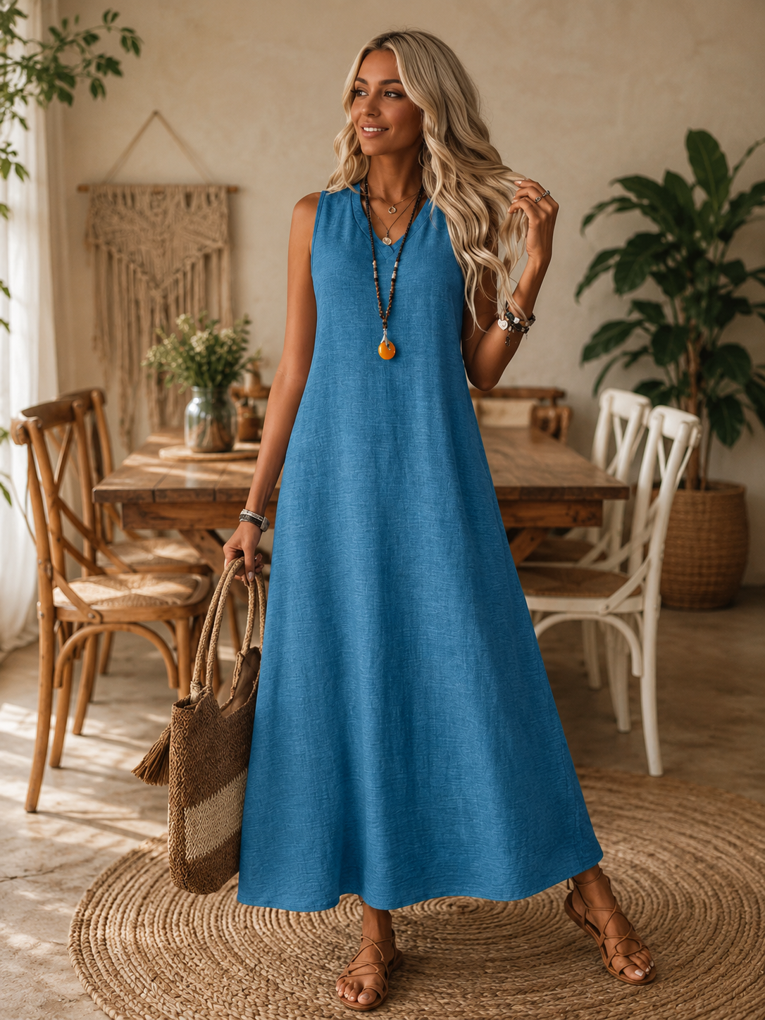 Vestido Aurora Longo com Decote em V