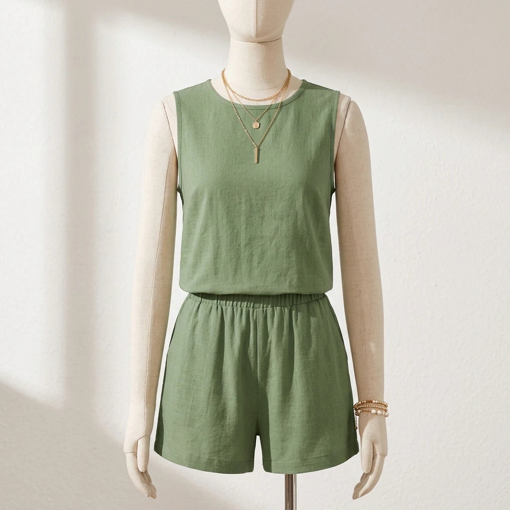 Conjunto Verano Chic | Top sin Mangas y Pantalones Cortos
